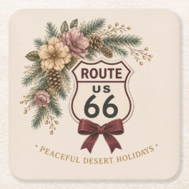 Friedliche Wüsten-Feiertags Route 66 Winterrose Rechteckiger Pappuntersetzer