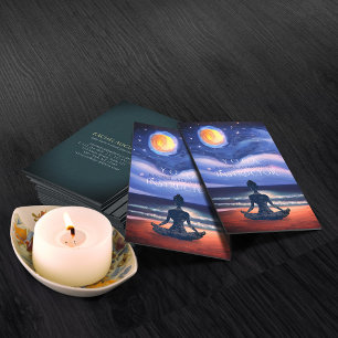 Friedliche Yoga-Meditation Mondlicht Himmel Ozean Visitenkarte
