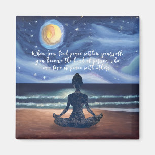 Friedliche Yoga Meditation Mondlicht Sky Ocean Bea Magnet