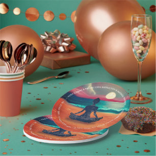 Friedliche Yoga Meditation Mondlicht Sky Ocean Bea Pappteller