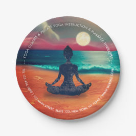 Friedliche Yoga Meditation Mondlicht Sky Ocean Bea Pappteller
