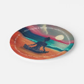 Friedliche Yoga Meditation Mondlicht Sky Ocean Bea Pappteller (Schrägansicht)