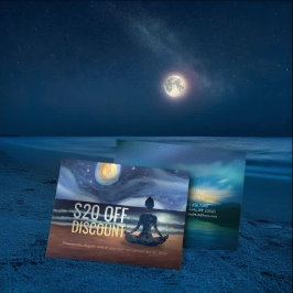 Friedliche Yoga Meditation Mondlicht Sky Ocean Bea Rabattkarte