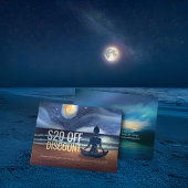 Friedliche Yoga Meditation Mondlicht Sky Ocean Bea Rabattkarte