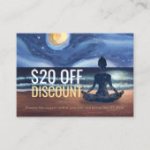 Friedliche Yoga Meditation Mondlicht Sky Ocean Bea Rabattkarte (Vorderseite)