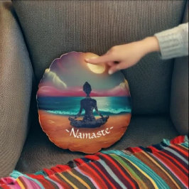 Friedliche Yoga Meditation Mondlicht Sky Ocean Bea Rundes Kissen