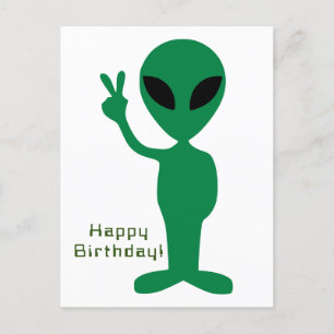Friedlicher Alien-Geburtstag Postkarte