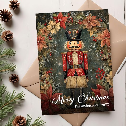 Friedlicher altmodischer Weihnachtsnussknacker Feiertagskarte