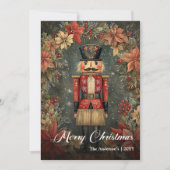 Friedlicher altmodischer Weihnachtsnussknacker Feiertagskarte (Vorderseite)
