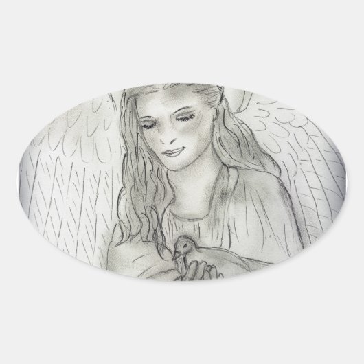 Friedlicher Angel Ovaler Aufkleber (Vorderseite)