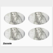 Friedlicher Angel Ovaler Aufkleber (Blatt)