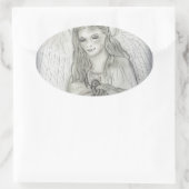 Friedlicher Angel Ovaler Aufkleber (Tasche)