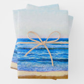 Friedlicher Aquarellstil Blue Ocean & Sandstrand Geschenkpapier Set (Beispiel)