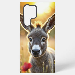 Friedlicher Babyesel unter roten Mohnblumen auf de Samsung Galaxy Hülle