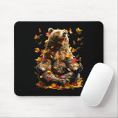 Friedlicher Bär Herbstblätter meditierendes Zen-Ti Mousepad (Mit Mouse)