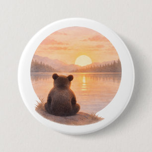 Friedlicher Bärenjunge Sonnenuntergang – Sanfte Wa Button
