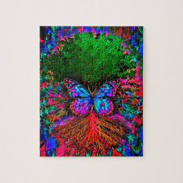 Friedlicher Baum in Regenbogenfarben Puzzle