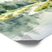 Friedlicher Bergreflexion: Eine sanfte Aquarelllan Poster (Ecke)