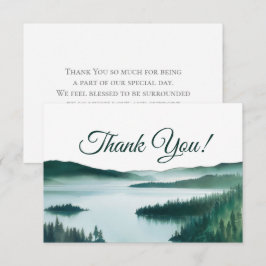Friedlicher Bergsee Einfache Rustikale Hochzeit Dankeskarte