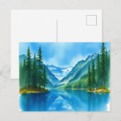 Friedlicher Bergsee mit großen Bäumen Postkarte (Vorne/Hinten)