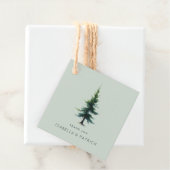 Friedlicher, blasser, grüner Aquarell-Baum Geschenkanhänger (Beispiel)