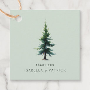 Friedlicher, blasser, grüner Aquarell-Baum Geschenkanhänger