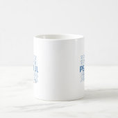 Friedlicher blauer welliger Retro-Text mit individ Kaffeetasse (Mittel)