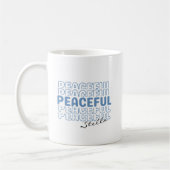 Friedlicher blauer welliger Retro-Text mit individ Kaffeetasse (Links)