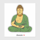 Friedlicher Buddha Buddhistischer Mönch in grünen Aufkleber (Blatt)