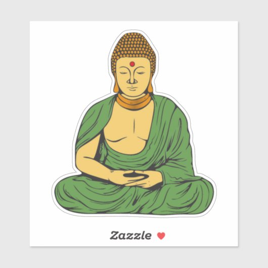Friedlicher Buddha Buddhistischer Mönch in grünen Aufkleber (Blatt)