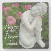 Friedlicher Buddha-Garten Stein Untersetzer – Frie (Vorderseite)