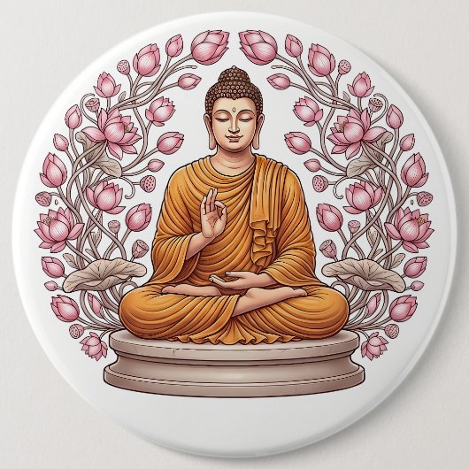 Friedlicher Buddha Künstlerischer Pin-back-Button Button (Vorderseite)