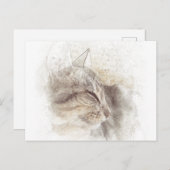 Friedlicher Cat Digital Pencil Zeichne Kunst Postkarte (Vorne/Hinten)