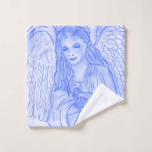 Friedlicher Engel in Light Blue Badhandtuch Set (Waschlappen)