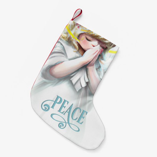 Friedlicher Engel mit Halo Holiday Kleiner Weihnachtsstrumpf (Vorderansicht (hängend))