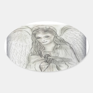 Friedlicher Engel Ovaler Aufkleber