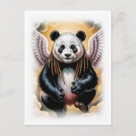 Friedlicher Engel-Panda auf Weiß Feiertagspostkarte