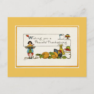 Friedlicher Erntedank Gold Postkarte