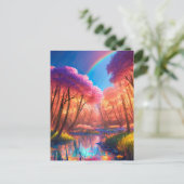 Friedlicher Fluss eines schönen Waldes Postkarte (Stehend Vorderseite)