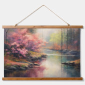 Friedlicher Fluss im Herbst Japanischer Wald Kunst Wandteppich Mit Holzrahmen (Vorne)