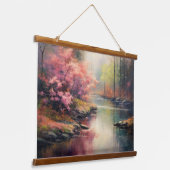 Friedlicher Fluss im Herbst Japanischer Wald Kunst Wandteppich Mit Holzrahmen (Gewinkelt)