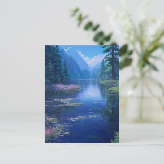 Friedlicher Fluss im Wald Postkarte (Stehend Vorderseite)