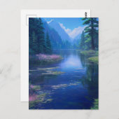 Friedlicher Fluss im Wald Postkarte (Vorne/Hinten)