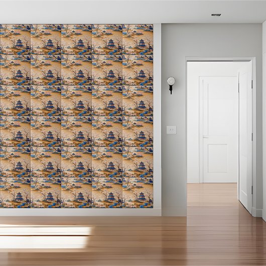 Friedlicher Fluss und Pagoda Kunst, Dichtung und M Fliese