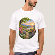 Friedlicher Garten See Berglandschaft