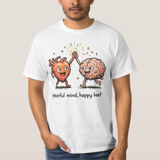 Friedlicher Geist Glückliches Herz T-Shirt (Vorderseite)