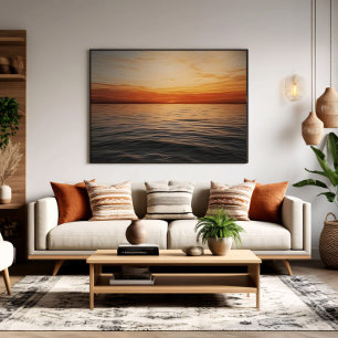 Friedlicher goldener Sonnenuntergang Ozean Horizon Poster