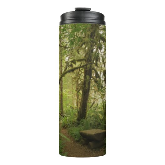 Friedlicher grüner Waldweg in Washington Thermosbecher (Vorderseite)