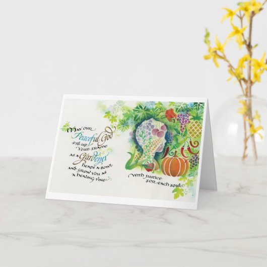 Friedlicher Gruß/Gärtner, geklappte Grußkarte, 5"x Karte (Gelbe Blume)