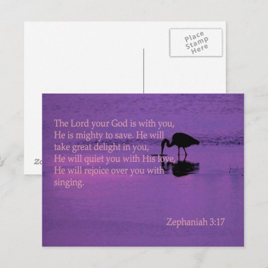 friedlicher Held mit Zephaniah 3:17 Postkarte (Vorne/Hinten)